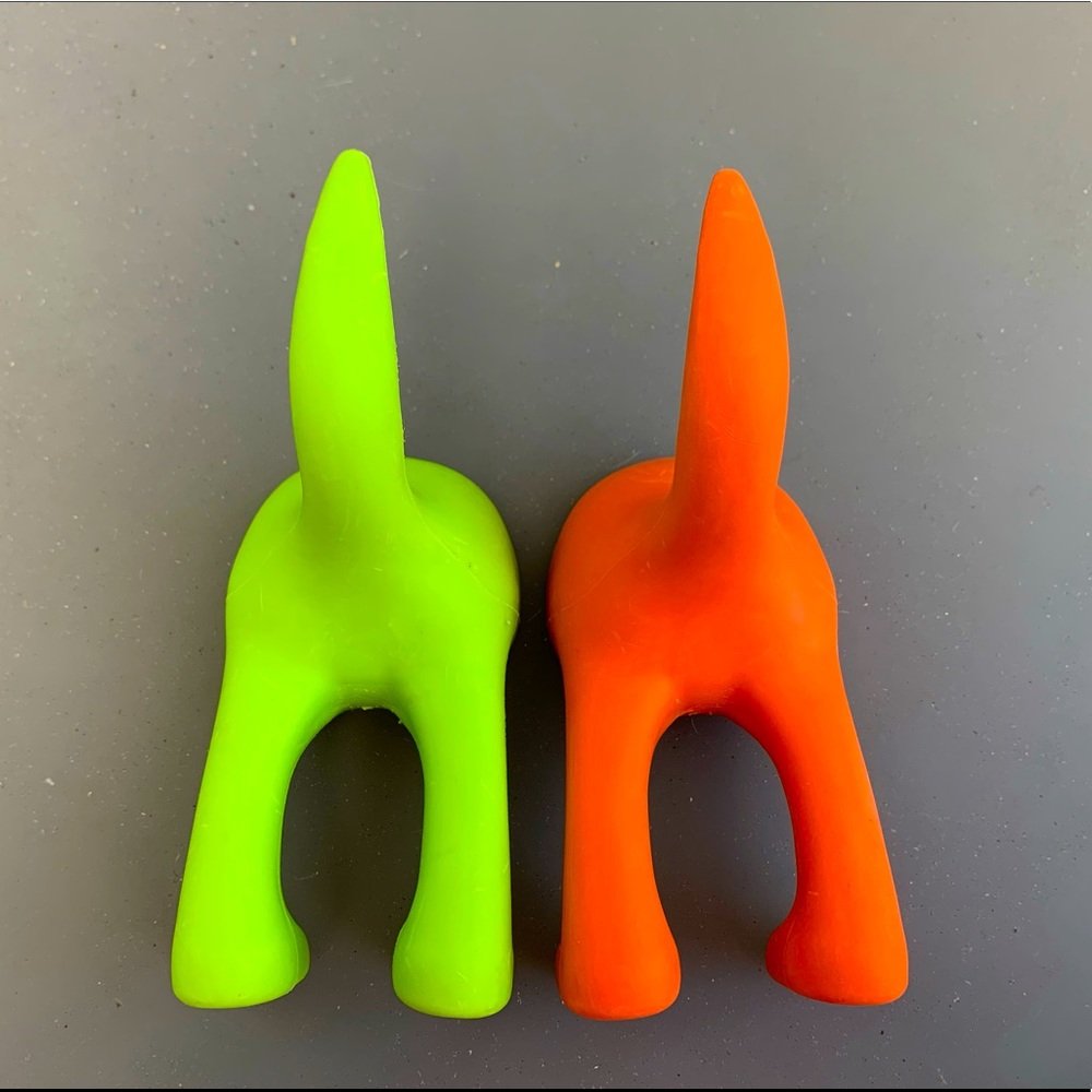 NWOT IKEA BASTIS Cutest Dog LEASH Wall Hooks —set of 2 — orange and lime green